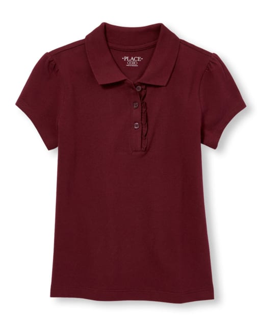 Girls Uniform Ruffle Pique Polo