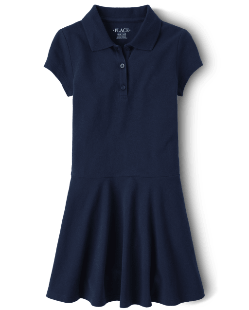 Girls Uniform Short Sleeve Pique Polo Dress