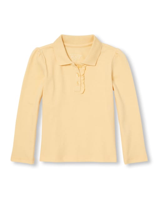 Toddler Girls Uniform Ruffle Pique Polo