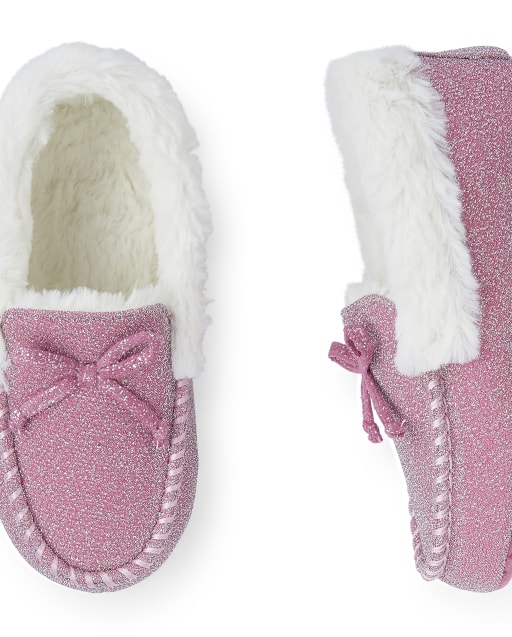 pink glitter moccasins