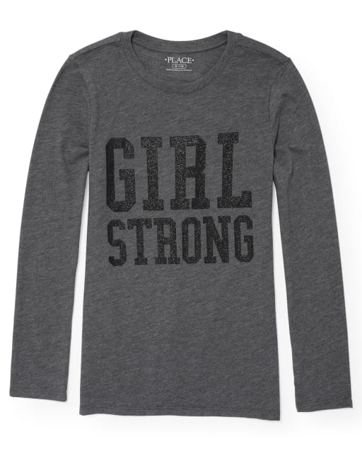 Girls Glitter 'Girl Strong' Graphic Tee
