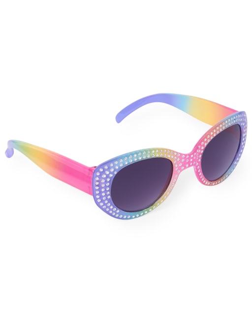Toddler Girls Faceted Rainbow Oval Sunglasses