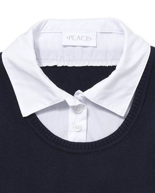 The Childrens Place Girls Uniform Sweater and Blouse Set