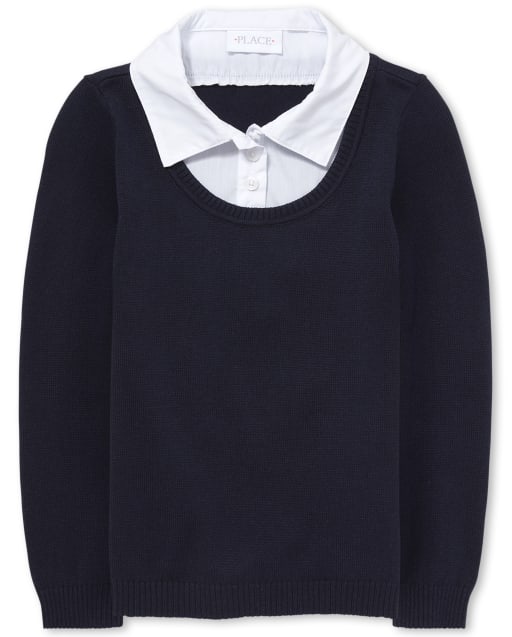 Suéter 2 en 1 de manga larga uniforme para niñas