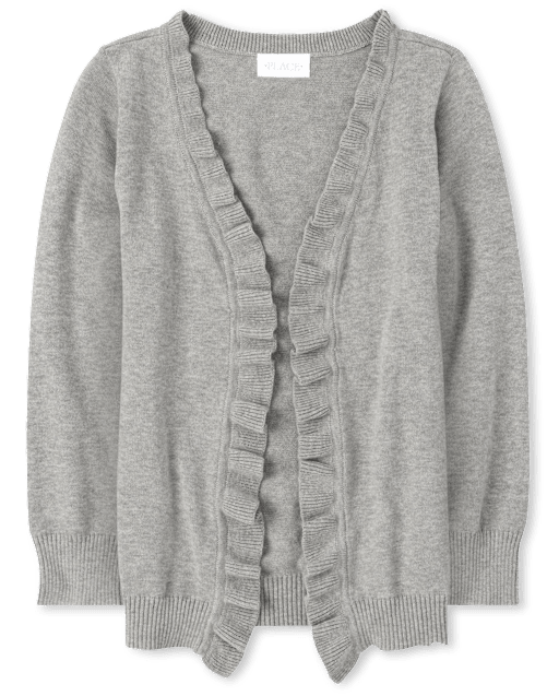 Girls Ruffle Open Front Cardigan