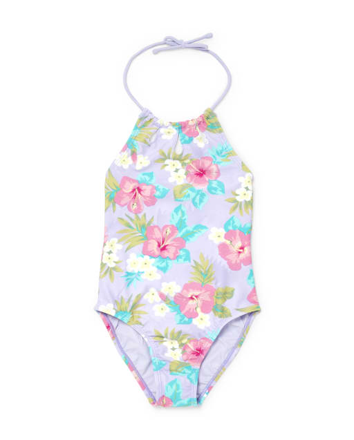 Maillot de bain une pièce dos nu fleuri pour fille