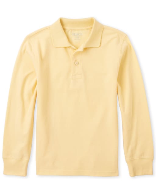 Polo De Pique De Manga Larga Uniforme Para Ninos