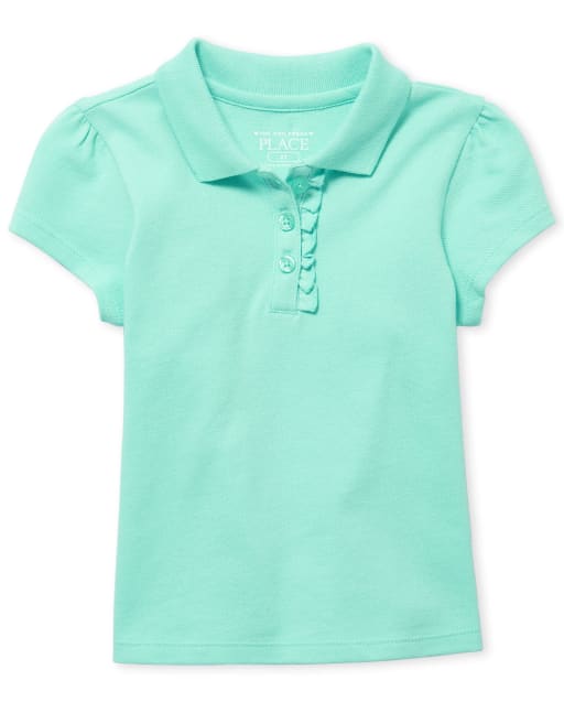 Toddler Girls Uniform Ruffle Pique Polo