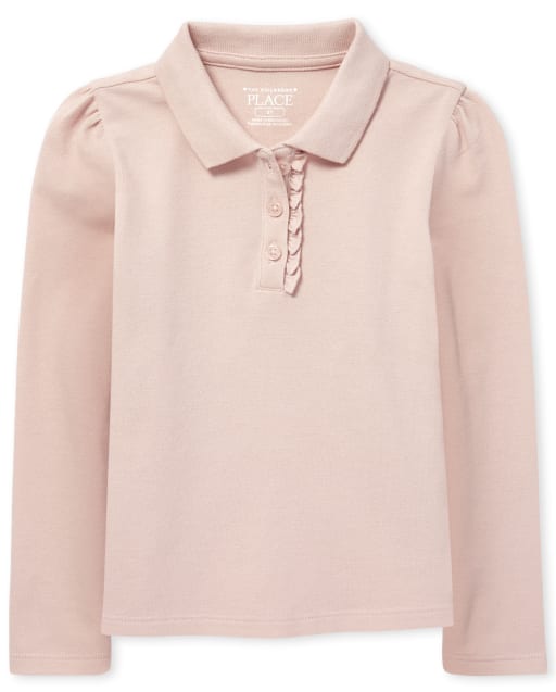 Toddler Girls Uniform Ruffle Pique Polo