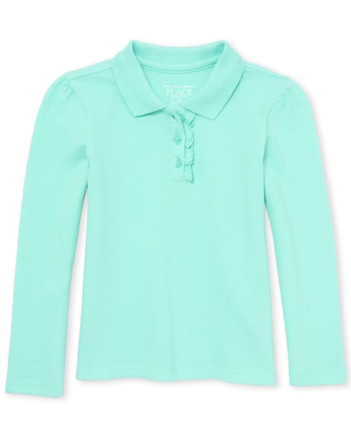 Toddler Girls Uniform Ruffle Pique Polo