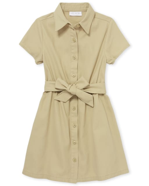 Girls Uniform Button Shirt Dress
