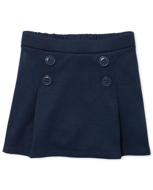 Toddler Girls Uniform Ponte Knit Button Skort