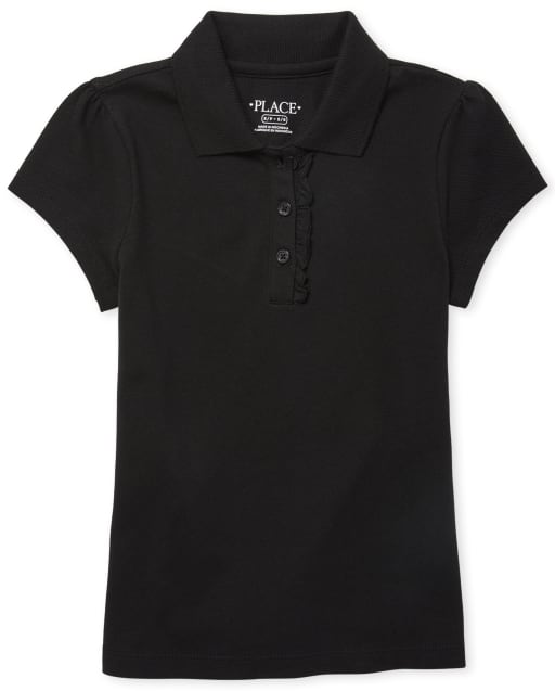 Girls Uniform Ruffle Pique Polo
