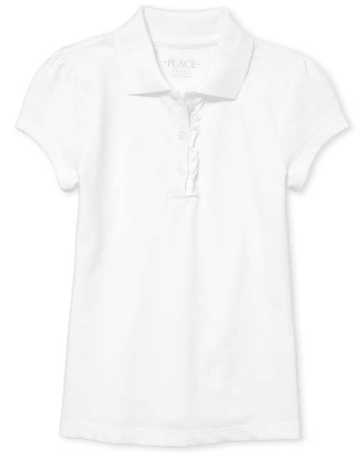 Girls Uniform Ruffle Pique Polo