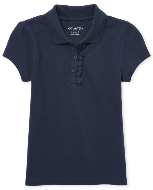 Girls Uniform Ruffle Pique Polo