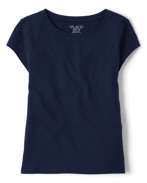 Camiseta básica de capas de manga corta uniforme para niñas