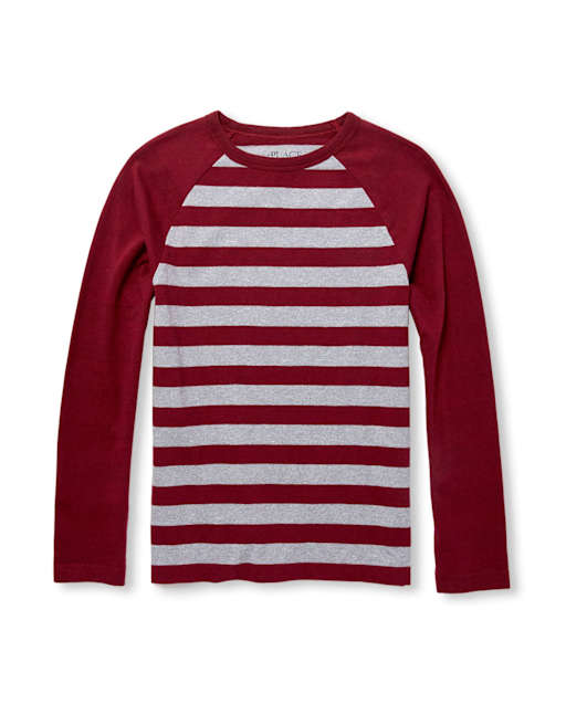 Boys Long Raglan Sleeve Striped Top