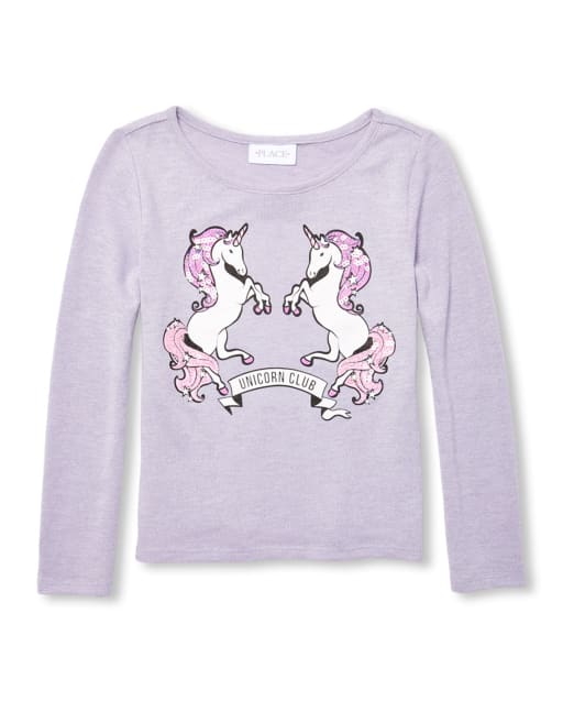 Girls Embellished Graphic Lightweight Sweater Top