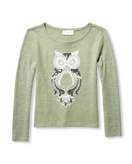 Haut pull léger à motif graphique et ornements pour fille