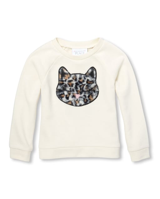 Baby And Toddler Girls Faux Fur Graphic Pullover