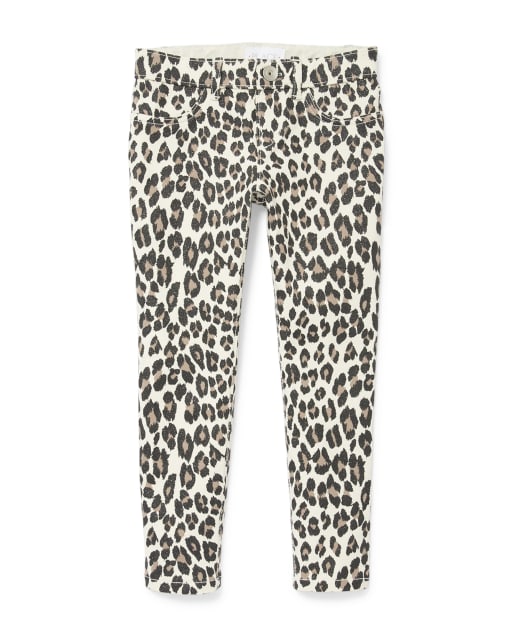 Girls Glitter Leopard French Terry Pull On Jeggings