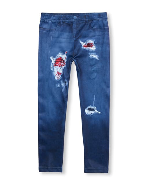 Girls Faux Denim Leggings
