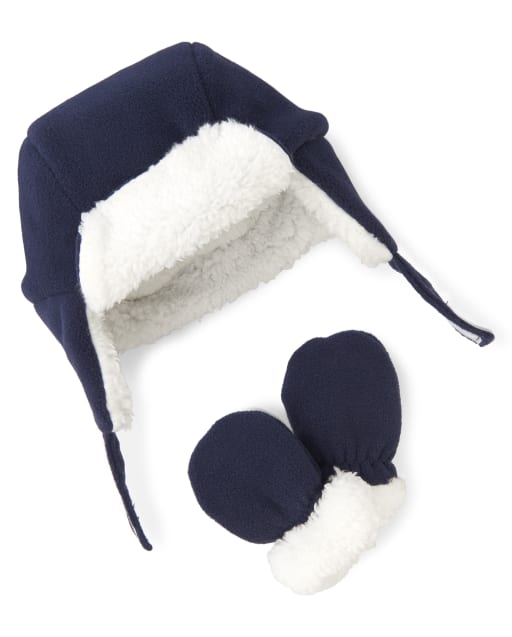 baby boy trapper hat and mittens