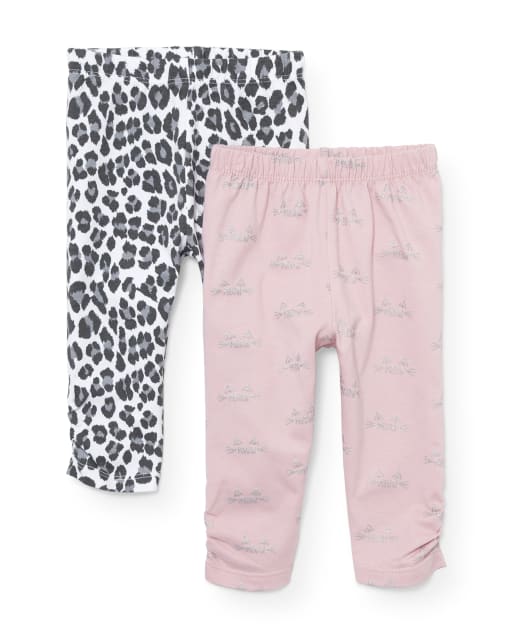 Baby Girls Kitty Ruched Pants 2-Pack