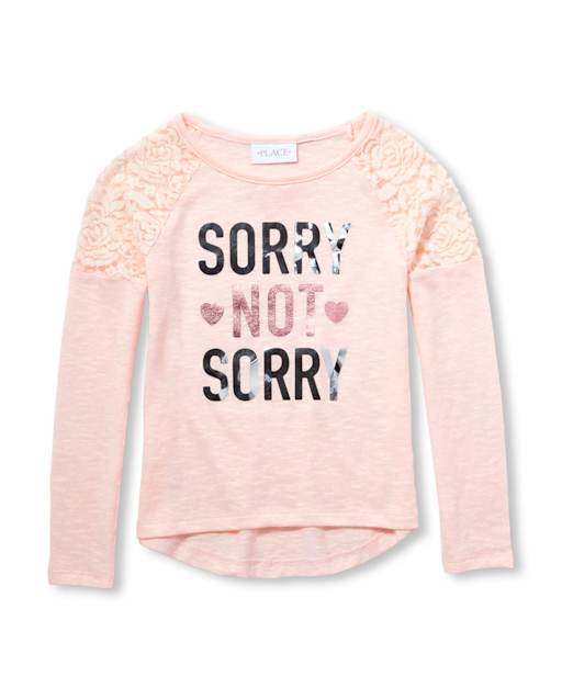 Girls Lace Trim Lightweight Sweater Top