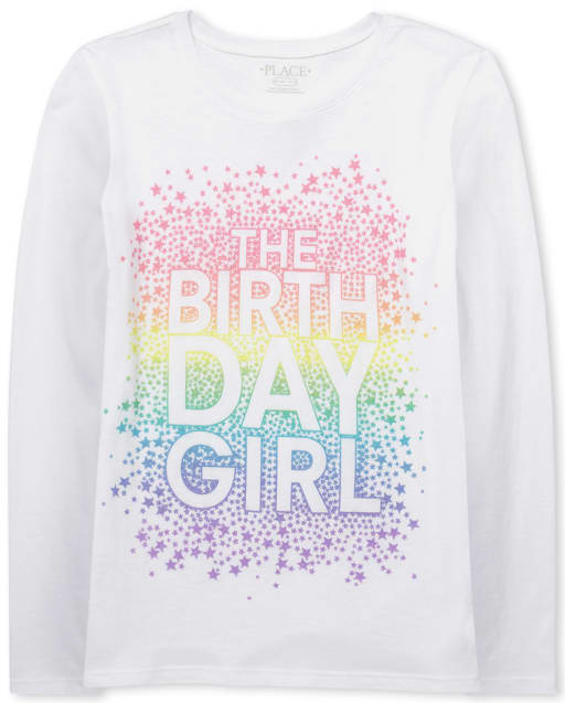Girls Glitter Birthday Girl Graphic Tee