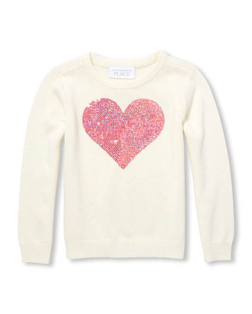 Baby And Toddler Girls Sequin Graphic Icon Sweater