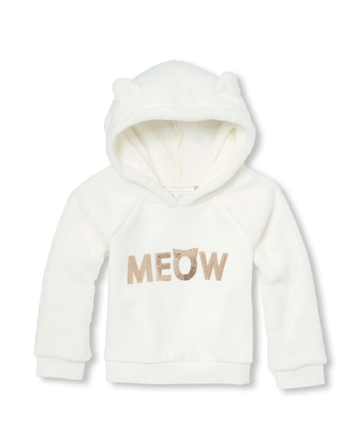 Baby And Toddler Girls Active Sequin Cat French Terry Pullover