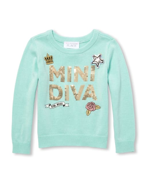 Pull à patch 'Mini Diva' à sequins pour bébés et petites filles