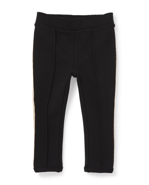 Baby And Toddler Girls Sequin Side Stripe Ponte Knit Pull On Jeggings