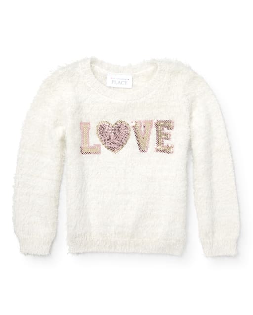 Baby And Toddler Girls Embellished Metallic Eyelash Sweater