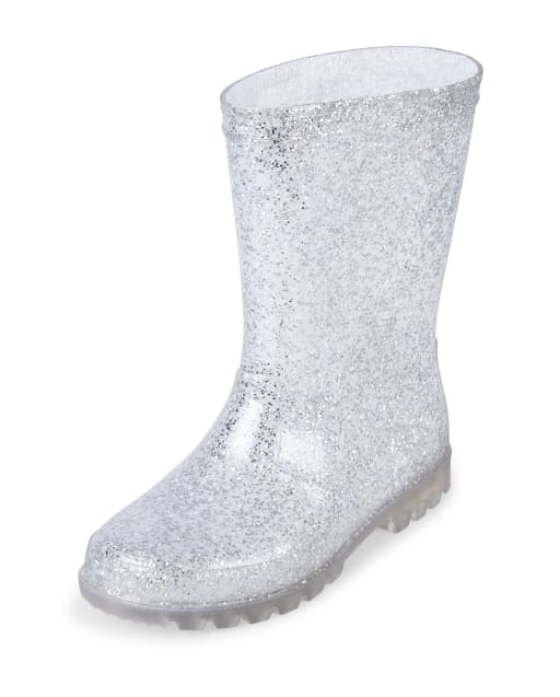 Girls Glitter Light Up Plastic Rain Boots