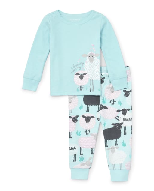 Pijamas de algodón ajustados para mamá para bebés y niñas pequeñas