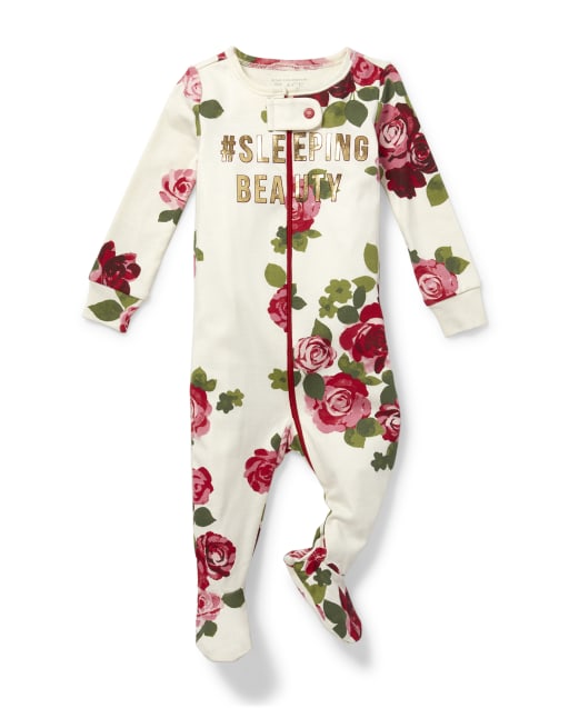 Baby And Toddler Girls Matching Family Foil Sleeping Beauty Snug Fit Cotton One Piece Pajamas