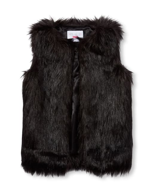 black fake fur vest