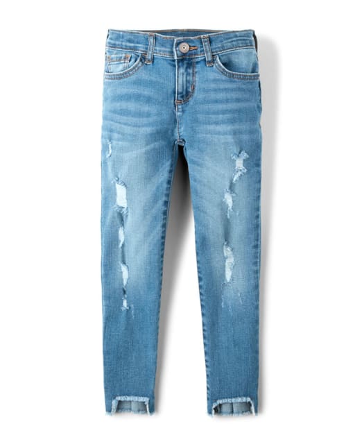 Girls Let Down Hem Denim Super Skinny Jeans