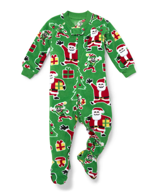 Baby And Toddler Matching Family Santa Fleece Footed One Piece Pajamas