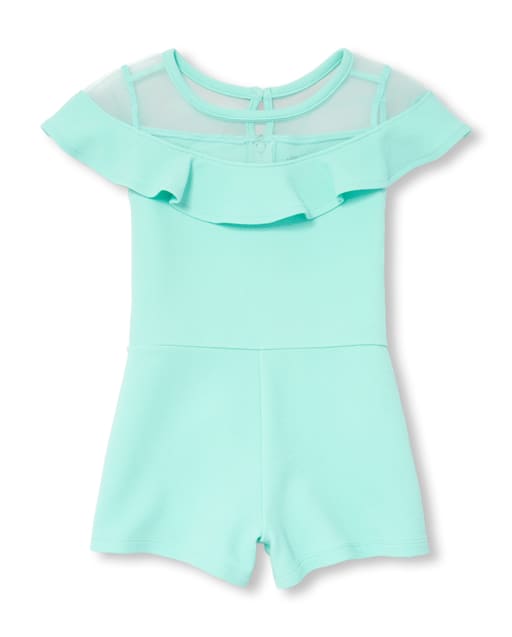 Girls Mesh Ruffle Romper