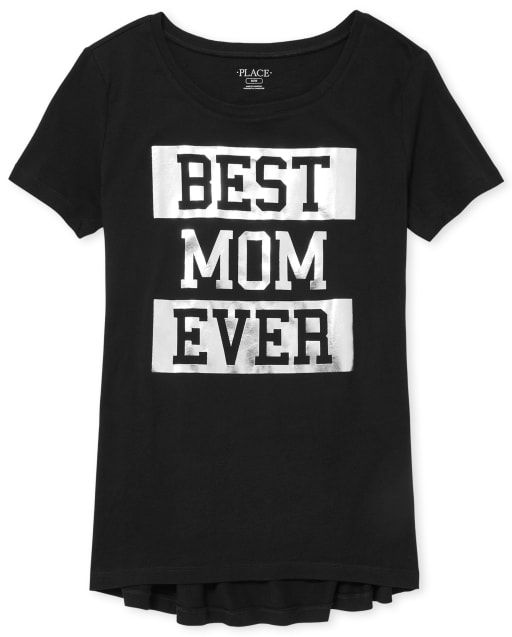 Womens Matching Family Foil Best Mom Graphic Tee