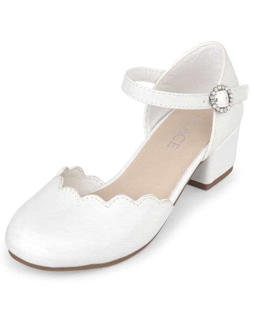 Zapatos De Tacon Pequeno Festoneados Para Ninas