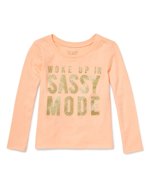 Baby And Toddler Girls Glitter Sassy Graphic Tee