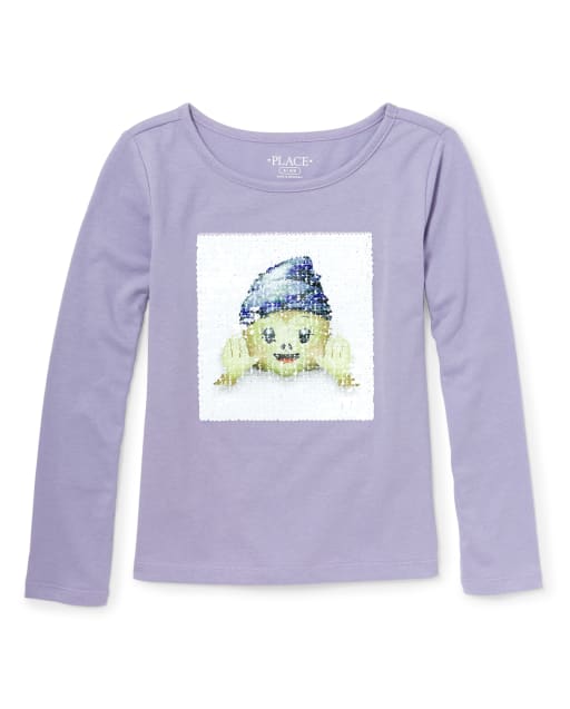 Girls Flip Sequin Animal Graphic Top