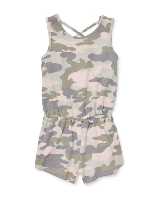 girls camo romper