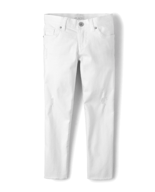 girls white ripped jeans