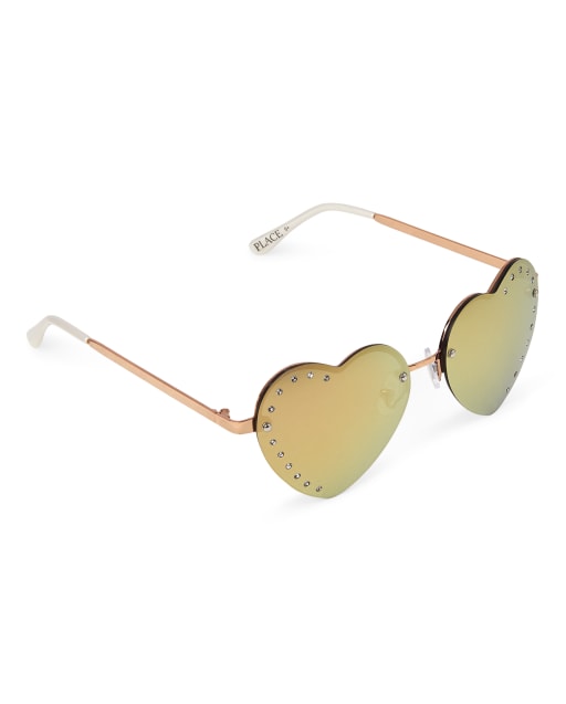 Lunettes de soleil à facettes en métal et cœur pour fille