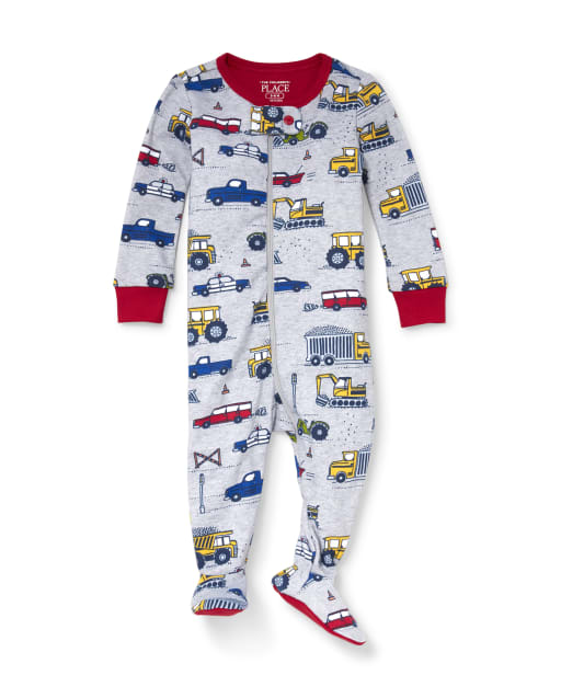 Baby And Toddler Boys Construction Snug Fit Cotton One Piece Pajamas